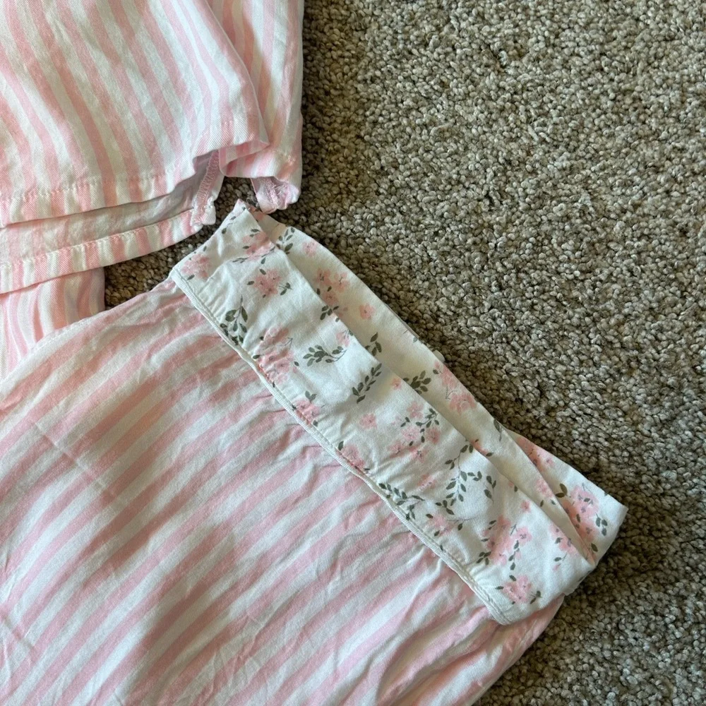 PJ Salvage Pink & White Striped Short Sleeve Pajama Set